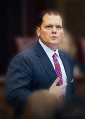Attorney George Koenig arguing his case in a courtroom